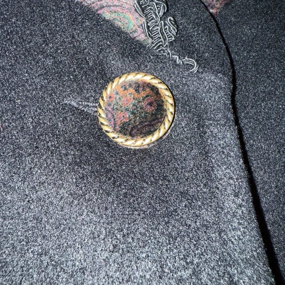 Jofeld VTG Womens Wool Blend SZ S Velvet Trim Collar Big Buttons‎ Y2K Whimsical
